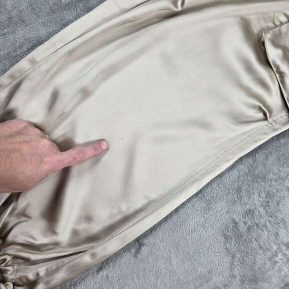 Banana Republic Satin Parachute Cargo Jogger Pants Small Champagne Sand NEW - Picture 3 of 12